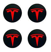 Středové krytky kol - pokličky TESLA red