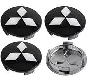 Středové krytky kol - pokličky Mitsubishi 60 black/chrom