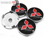Středové krytky kol - pokličky Mitsubishi 60 black/red