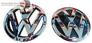 VW znak 135+130mm chrom - set 2 kusy