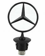 Mercedes emblém na přední kapotu - hvězda černá matná s vavříny